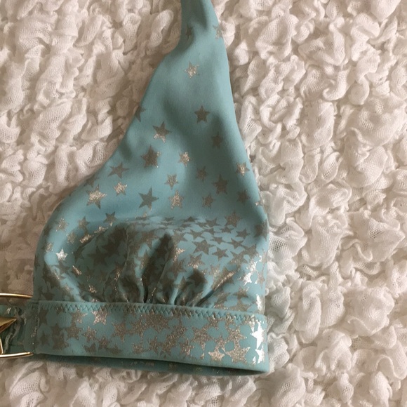 Mint Blue and Silver Stars Bikini Top - Picture 4 of 9
